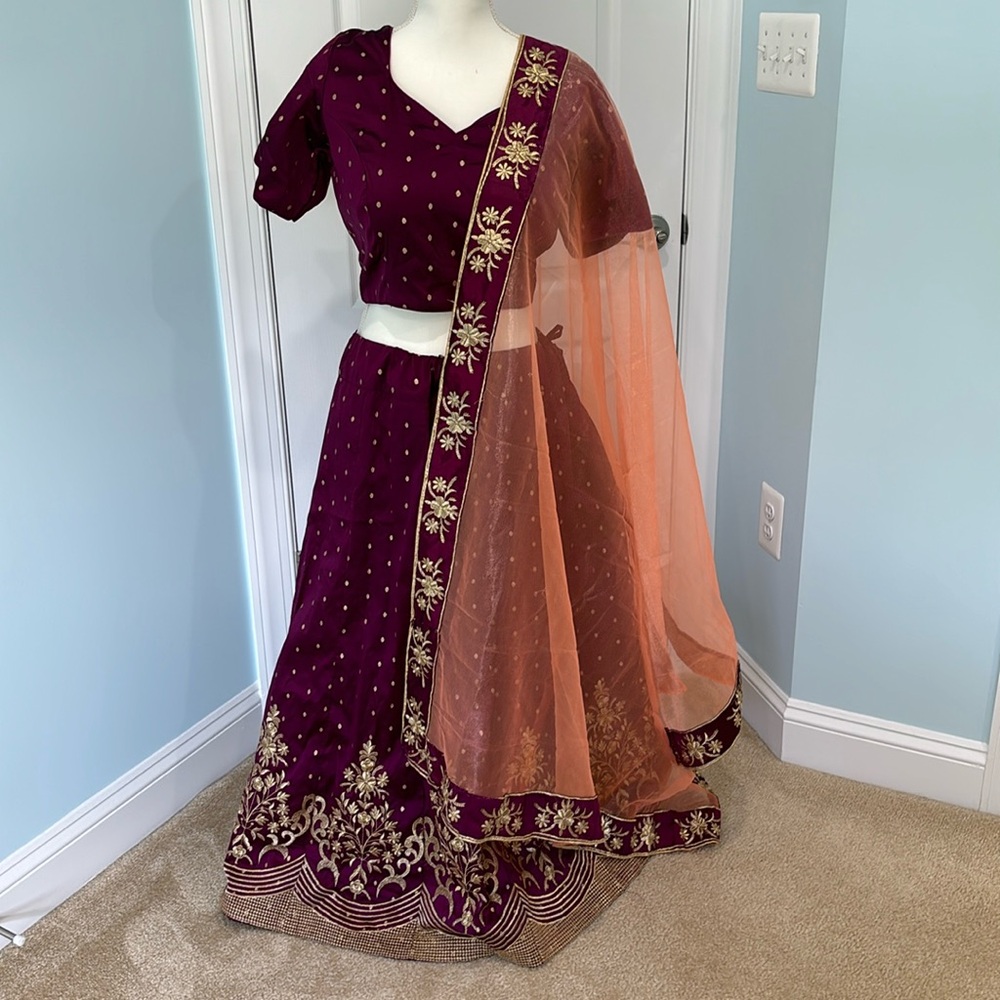 Wine and orange choli